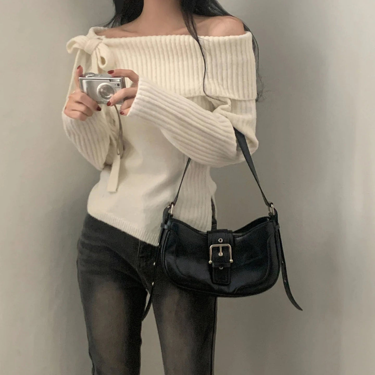 Winter New High Quality Sweet Breathable Red Christmas Short Sweater Soft Warm Solid Color Women - Zeprah