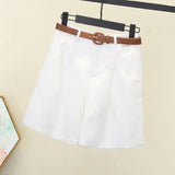 WITH BELT Workwear Shorts Women's High Waist Elegant Suit Shorts - Zeprah