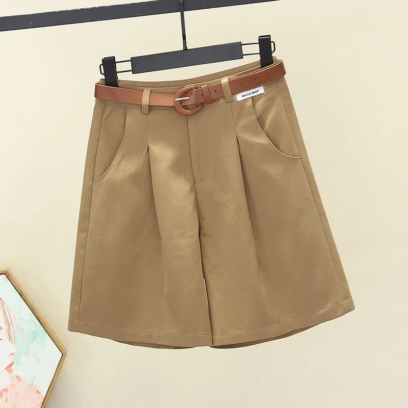 WITH BELT Workwear Shorts Women's High Waist Elegant Suit Shorts - Zeprah
