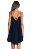 Woman Summer V - neck Loose Chiffon Skirt Sexy Mini Back Cross Dress - Zeprah