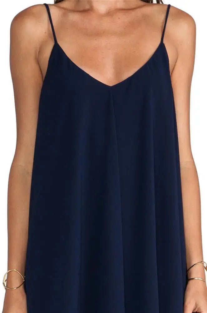 Woman Summer V - neck Loose Chiffon Skirt Sexy Mini Back Cross Dress - Zeprah