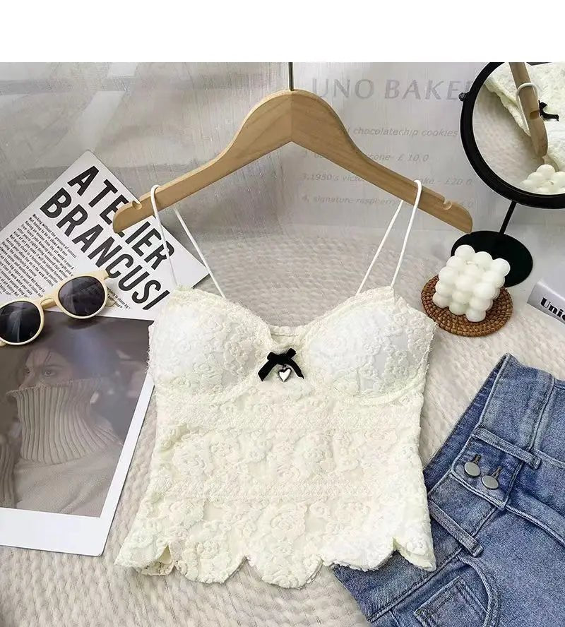 Women Camisole Chest Pads Summer Thin Ice Silk Crop Top Solid Color Female Women'S Tank Top - Zeprah