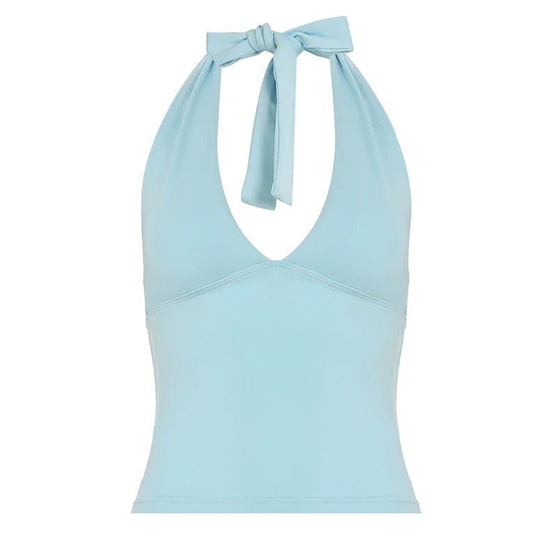 Women Halter Neck Slim Thin Summer Casual Knitted Quick Dry Cami Vest Crop Top Minimalist Streetwear - Zeprah