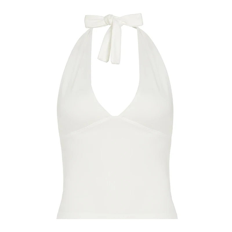 Women Halter Neck Slim Thin Summer Casual Knitted Quick Dry Cami Vest Crop Top Minimalist Streetwear - Zeprah