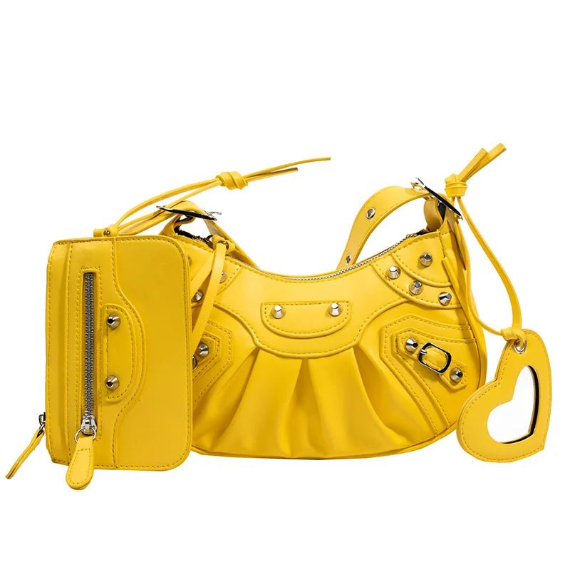 Women Hobo Handbags Motorcycle Tote Bags Rivet Purse Shoulder Bag Totes Punk Hip Hop Satchel Style Handbags - Zeprah