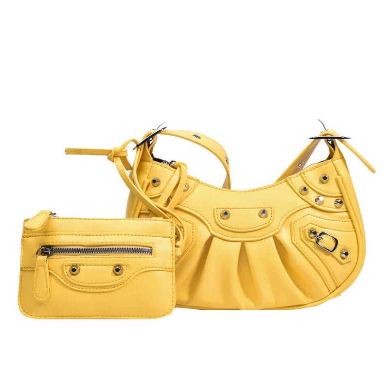 Women Hobo Handbags Motorcycle Tote Bags Rivet Purse Shoulder Bag Totes Punk Hip Hop Satchel Style Handbags - Zeprah