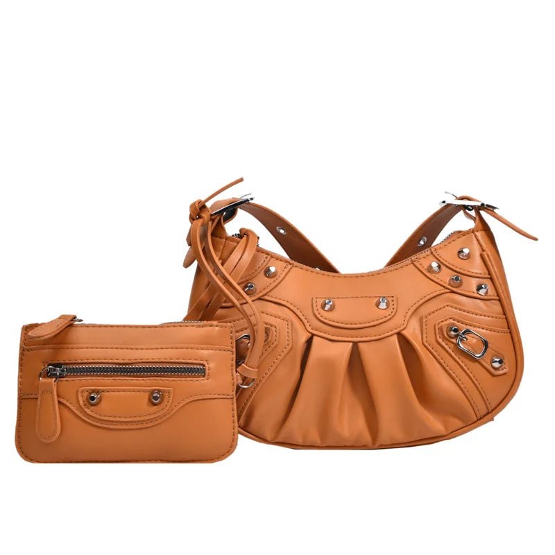 Women Hobo Handbags Motorcycle Tote Bags Rivet Purse Shoulder Bag Totes Punk Hip Hop Satchel Style Handbags - Zeprah