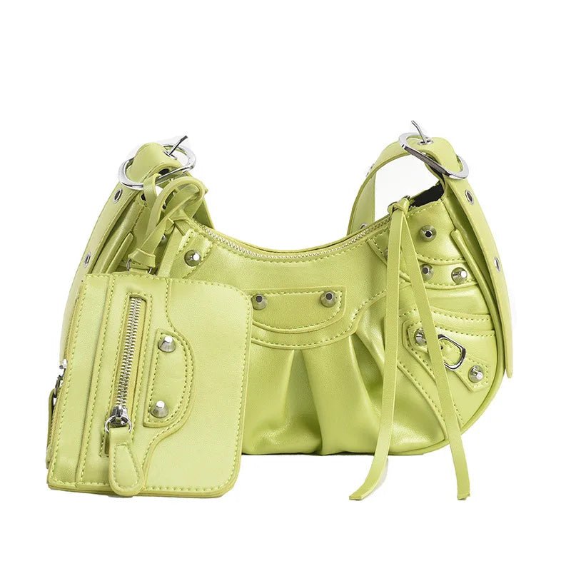 Women Hobo Handbags Motorcycle Tote Bags Rivet Purse Shoulder Bag Totes Punk Hip Hop Satchel Style Handbags - Zeprah