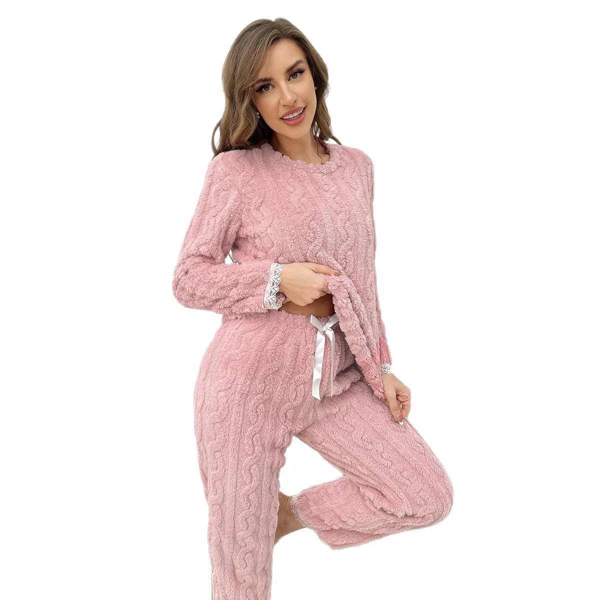 Women Pajamas Autumn and Winter Warm Thickened Flannel Loungewear Set - Zeprah
