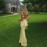 Women Sexy Strap Dress Leakage Back Dresses Decorated with Three - dimensional Flowers Long Dress for Party Wedding - Zeprah