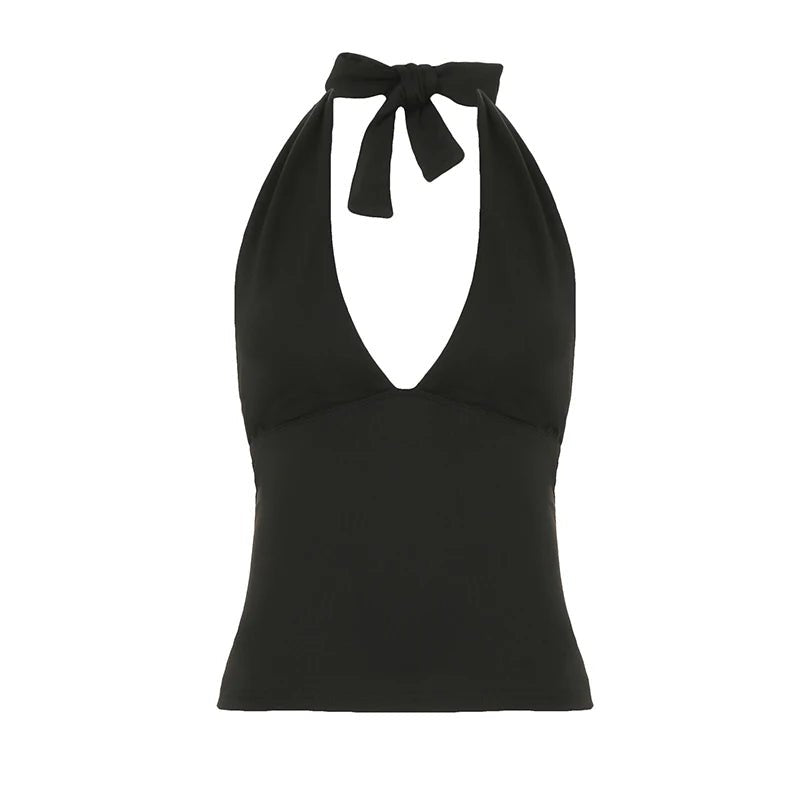 Women V - neck Slim Thin Summer Casual Knitted Eco - Friendly Quick Dry Short Cami Vest Crop Top Minimalist Streetwear - Zeprah
