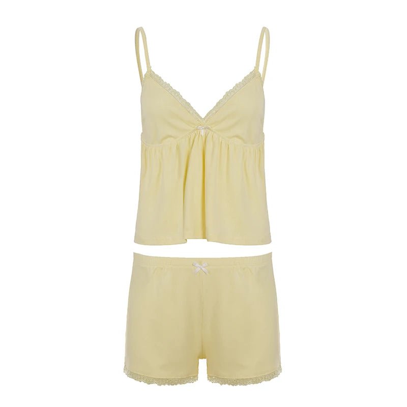 Women's 2 - Piece Babydoll Loungewear Set with Solid Knitting Cami Top and Above Knee Loose Shorts Breathable & Eco - Friendly - Zeprah