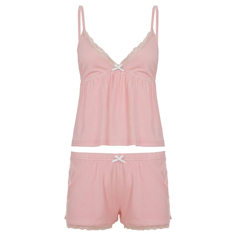 Women's 2 - Piece Babydoll Loungewear Set with Solid Knitting Cami Top and Above Knee Loose Shorts Breathable & Eco - Friendly - Zeprah