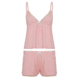 Women's 2 - Piece Babydoll Loungewear Set with Solid Knitting Cami Top and Above Knee Loose Shorts Breathable & Eco - Friendly - Zeprah