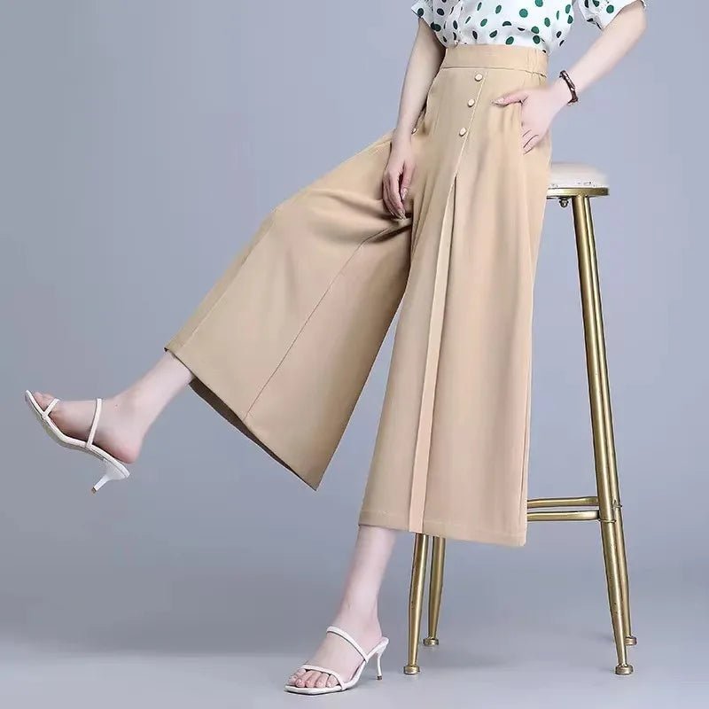 Women's 2025 Summer Lightweight Skort Wide - Leg Trousers Loose Drapey Elegant Style Bulk Wholesale - Zeprah