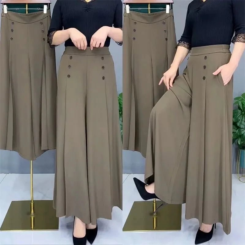 Women's 2025 Summer Lightweight Skort Wide - Leg Trousers Loose Drapey Elegant Style Bulk Wholesale - Zeprah