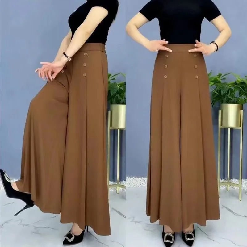 Women's 2025 Summer Lightweight Skort Wide - Leg Trousers Loose Drapey Elegant Style Bulk Wholesale - Zeprah