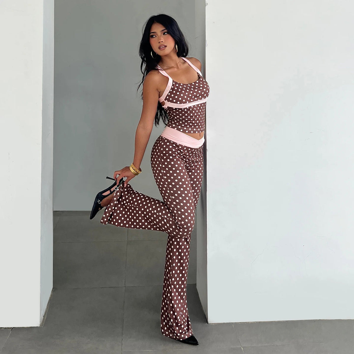 Women's Activewear One Set Leopard Print Knit Halter Short Low Rise Leggings 2 - Piece Yoga Jogging Outfit Eco - Friendly - Zeprah