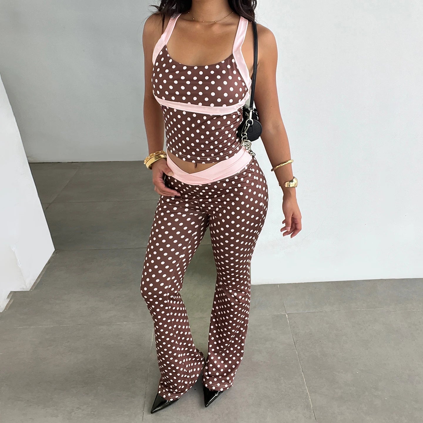 Women's Activewear One Set Leopard Print Knit Halter Short Low Rise Leggings 2 - Piece Yoga Jogging Outfit Eco - Friendly - Zeprah