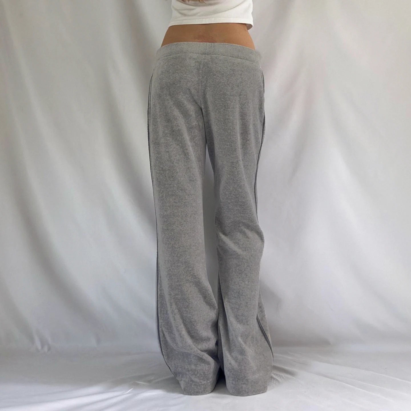 Women's Autumn Patchwork Wide Leg Pants Casual Flat Low Waist Pleated Trousers Eco - Friendly Spandex/Polyester Streetwear Fashion - Zeprah