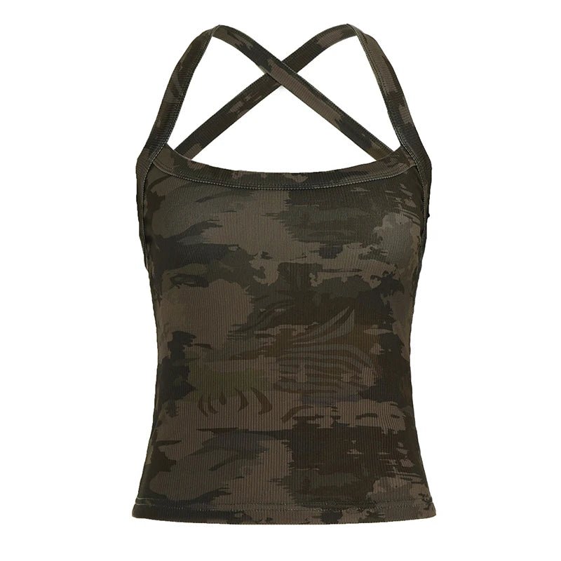 Women's Breathable Eco - Friendly Spandex/Polyester Knitted Casual Color Block Ribbing Tank Top Crisscross Racerback Sleeveless - Zeprah
