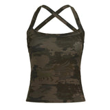 Women's Breathable Eco - Friendly Spandex/Polyester Knitted Casual Color Block Ribbing Tank Top Crisscross Racerback Sleeveless - Zeprah