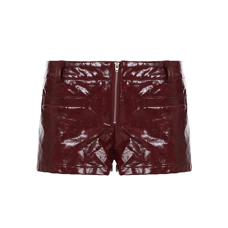 Women's Breathable Leather Shorts Style Patchwork Slim Fit Mini Hot Pants Gothic Club Party Wear - Zeprah