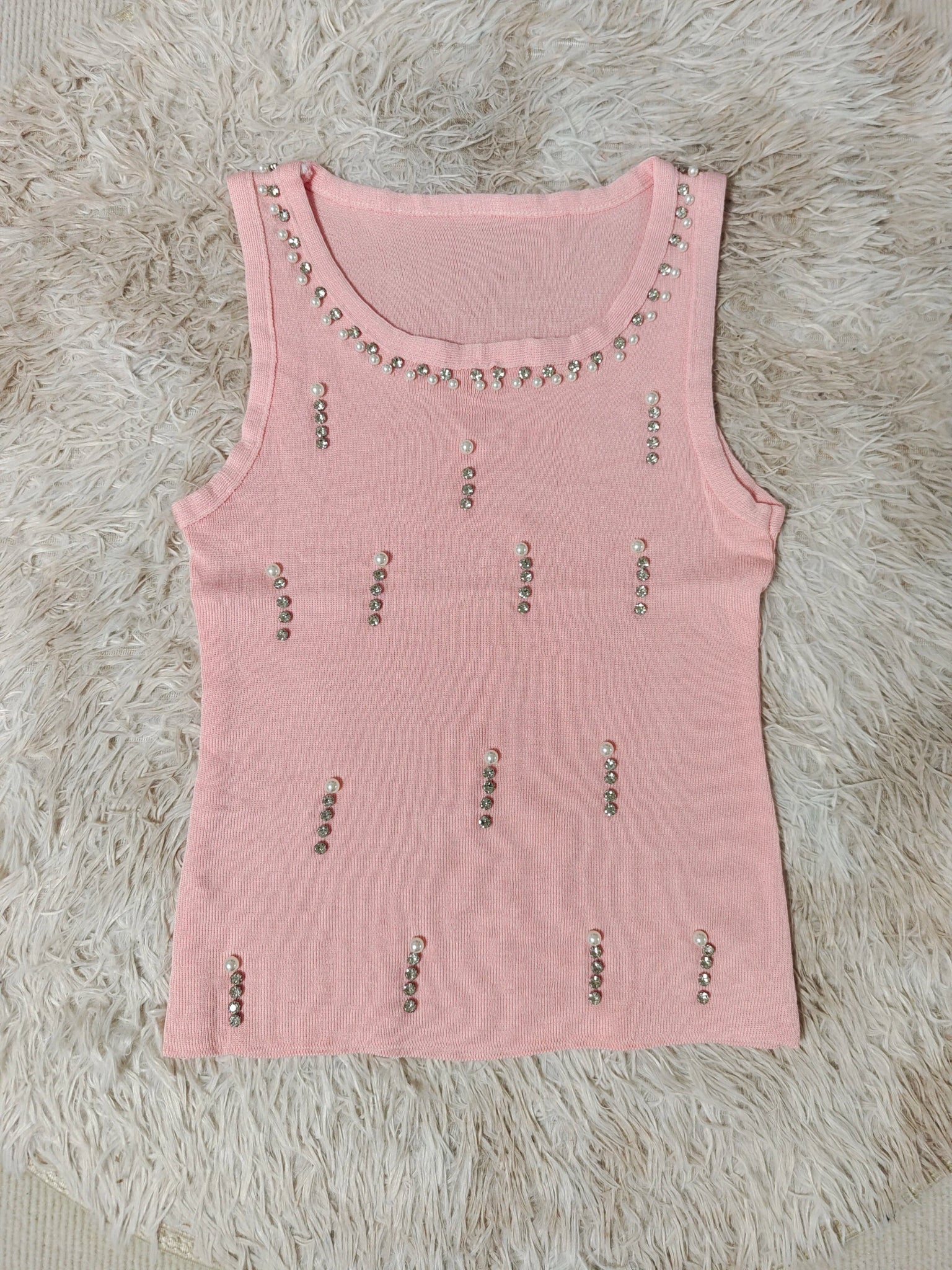 Women's Breathable Rhinestone Knitted tank Top Sleeveless Crop Top Women's Camisole - Zeprah