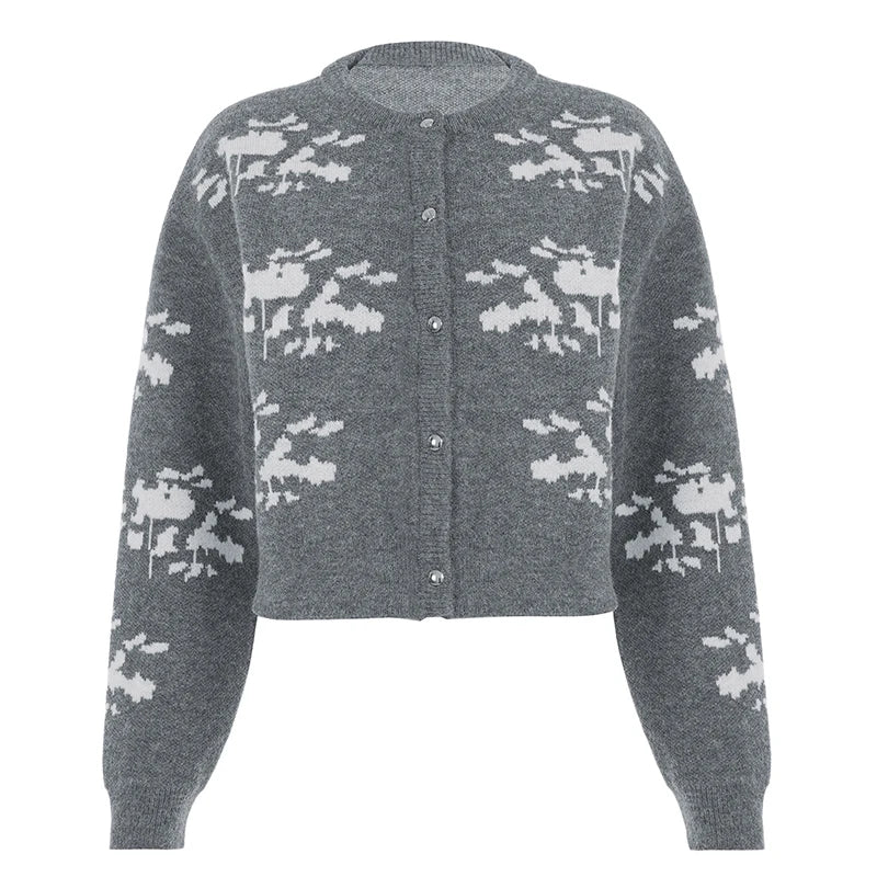 Women's Breathable Viscose/Polyester Christmas Sweater Single Breasted Button Front Cozy Long Sleeve Casual Winter Cardigan - Zeprah