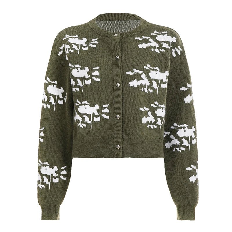 Women's Breathable Viscose/Polyester Christmas Sweater Single Breasted Button Front Cozy Long Sleeve Casual Winter Cardigan - Zeprah