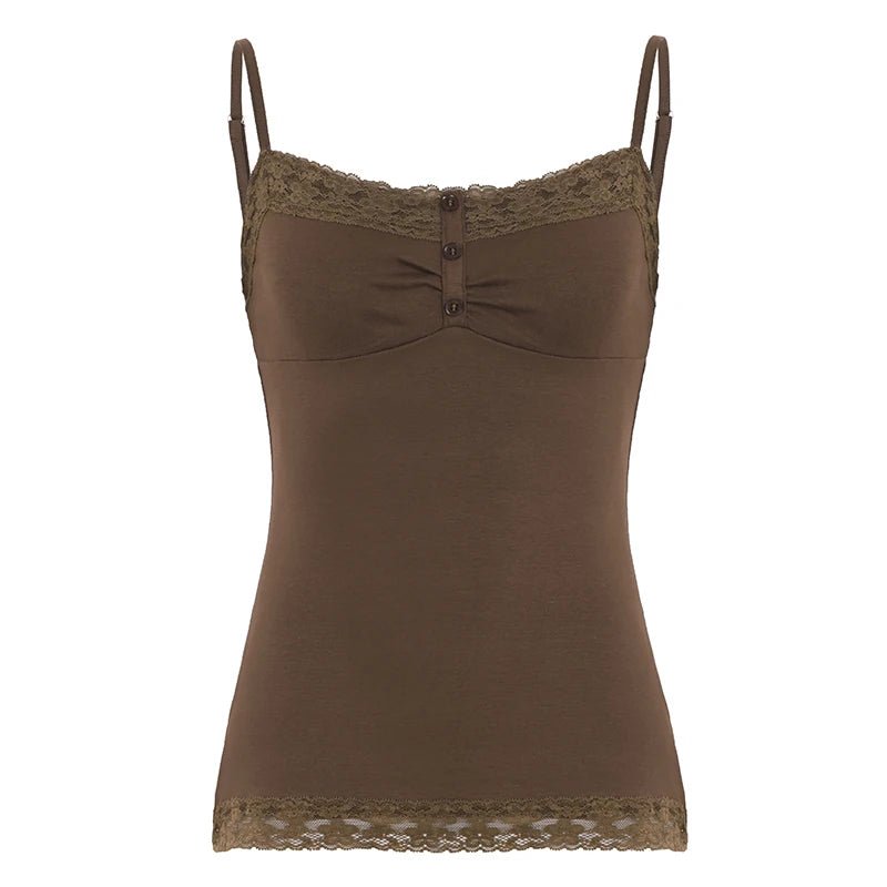 Womens CAMIS Summer Knit Spandex Slim Fit Casual Lace Trim Adjustable Straps Breathable Eco - Friendly Solid - Zeprah