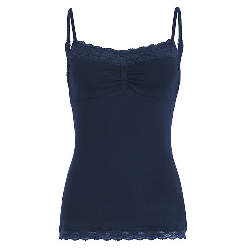 Womens CAMIS Summer Knit Spandex Slim Fit Casual Lace Trim Adjustable Straps Breathable Eco - Friendly Solid - Zeprah
