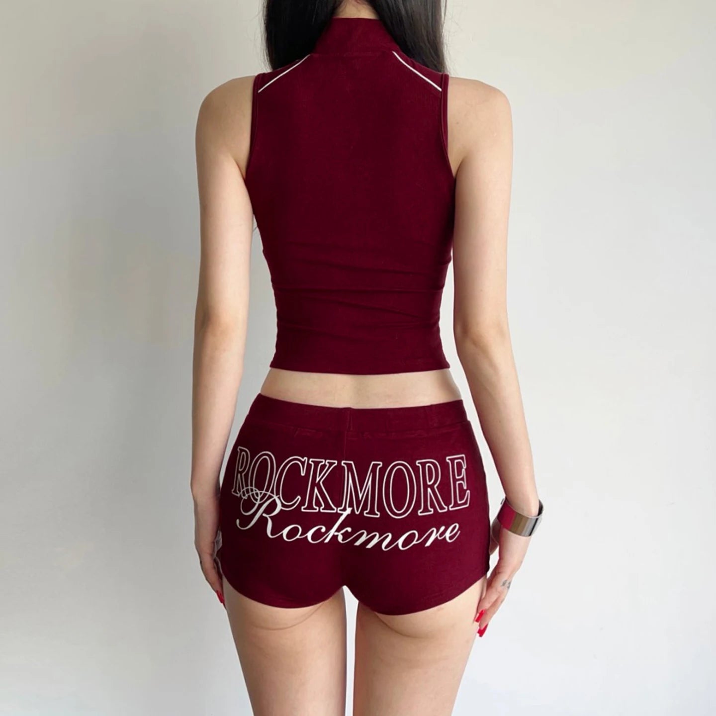 Women's Casual 2 - Piece Sleeveless Sports Top Elastic Shorts Set Striped Patchwork Contrast Color Block Slim Skinny Knitting - Zeprah