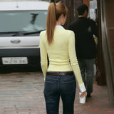 Women's Casual Knitted Two - in - One Shirt Collar Top Layered Look Long Sleeve Color Block Button Placket Versatile Daily Wear - Zeprah