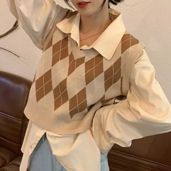 Women's Casual New V - Neck Sweater Vest Long Knitted Waistcoat for Spring Autumn women's cold vest - Zeprah