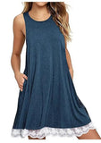 Women's Casual Sleeveless Loose Lace Hem Tank Dress - Zeprah
