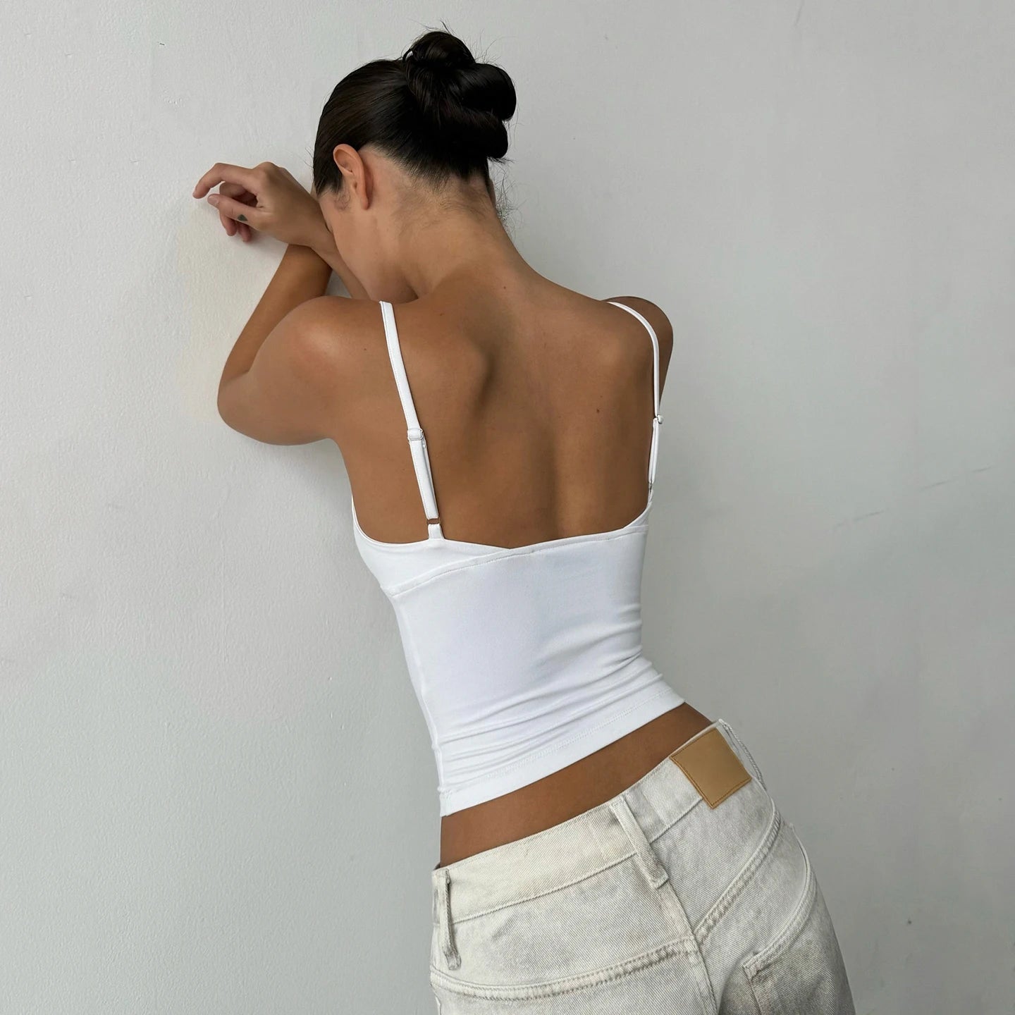 Women's Casual Slim Fit V - neck Eco - Friendly Breathable Camisole Spandex/Polyester Stretch Knit Solid Color Basic Versatile Top - Zeprah
