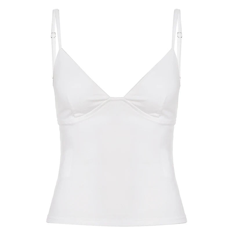 Women's Casual Slim Fit V - neck Eco - Friendly Breathable Camisole Spandex/Polyester Stretch Knit Solid Color Basic Versatile Top - Zeprah
