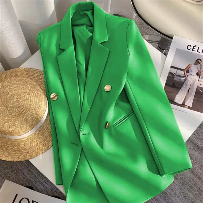 Women's Coat New Spring Autumn Elegant Leisure Solid Long Sleeved Blazers Korean Fashion Luxury Loose Fit Women's Jackets - Zeprah
