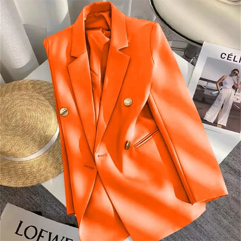 Women's Coat New Spring Autumn Elegant Leisure Solid Long Sleeved Blazers Korean Fashion Luxury Loose Fit Women's Jackets - Zeprah