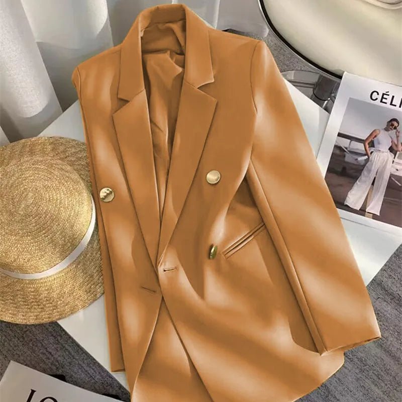 Women's Coat New Spring Autumn Elegant Leisure Solid Long Sleeved Blazers Korean Fashion Luxury Loose Fit Women's Jackets - Zeprah