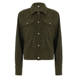 Women's Corduroy Shirt Collar Jacket Patchwork Single Row Button Long Sleeve Casual Blazer Short Autumn Breathable - Zeprah