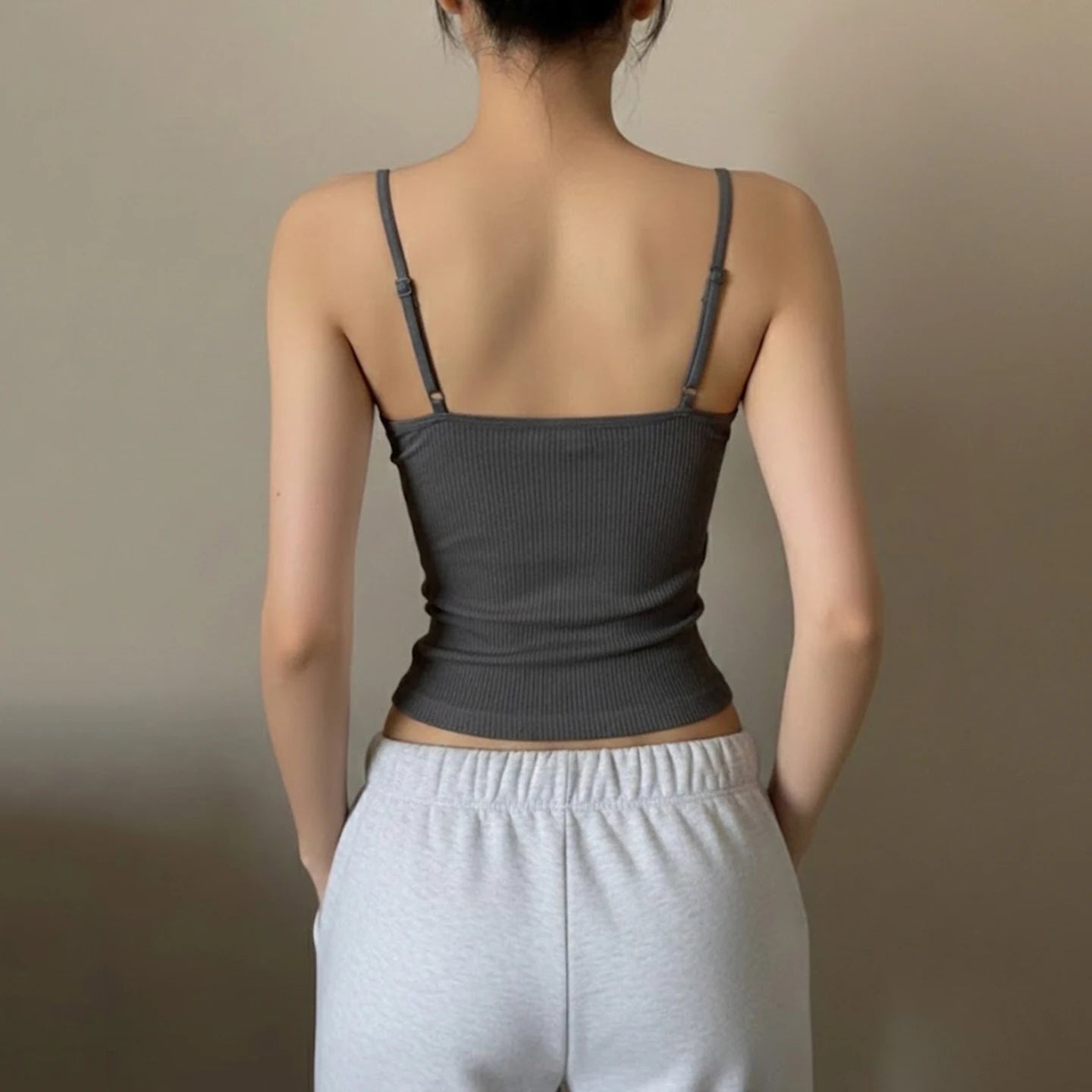 Womens Eco - Friendly Breathable Casual Stretch Slim Fit Camisole V Neck Lace Trim Rib Knit Tank Top - Zeprah