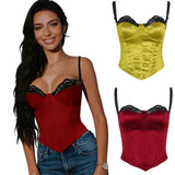 Women's Eco - Friendly Knitted Patchwork Short Bustier Top High Quality Lace Built - in Bra Waist Cincher Sleeveless Asymmetric Club - Zeprah