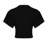 Women's Eco - Friendly Summer Cotton T-Shirt Custom Streetwear Top Solid Color Crew Neck Cinched Waist - Zeprah