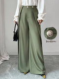 Women's Elegant Wide - Leg Pleated Trousers Casual Fall Pants with Drappy Fit - Zeprah
