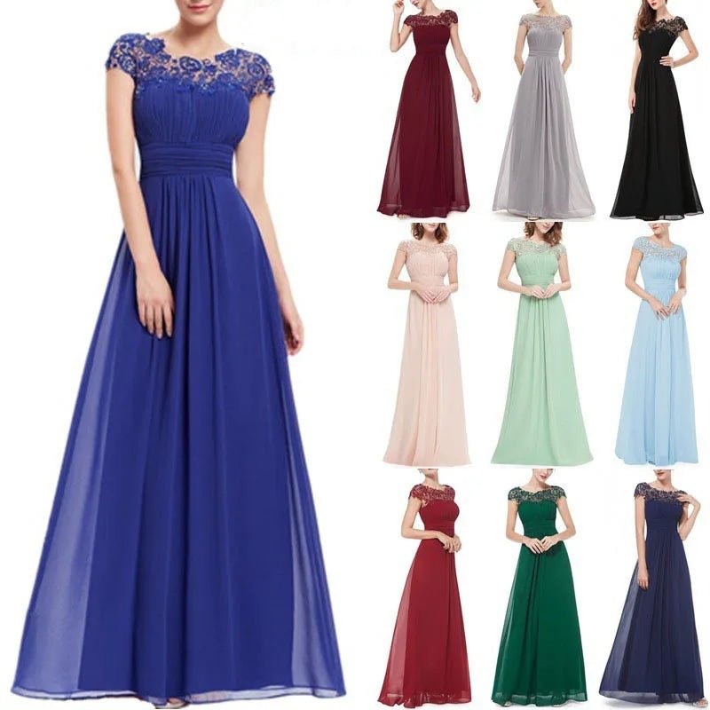 Women's Evening Party Long Elegant Lace Dress Bridesmaid Wedding Mother of Bride Casual Dresses - Zeprah