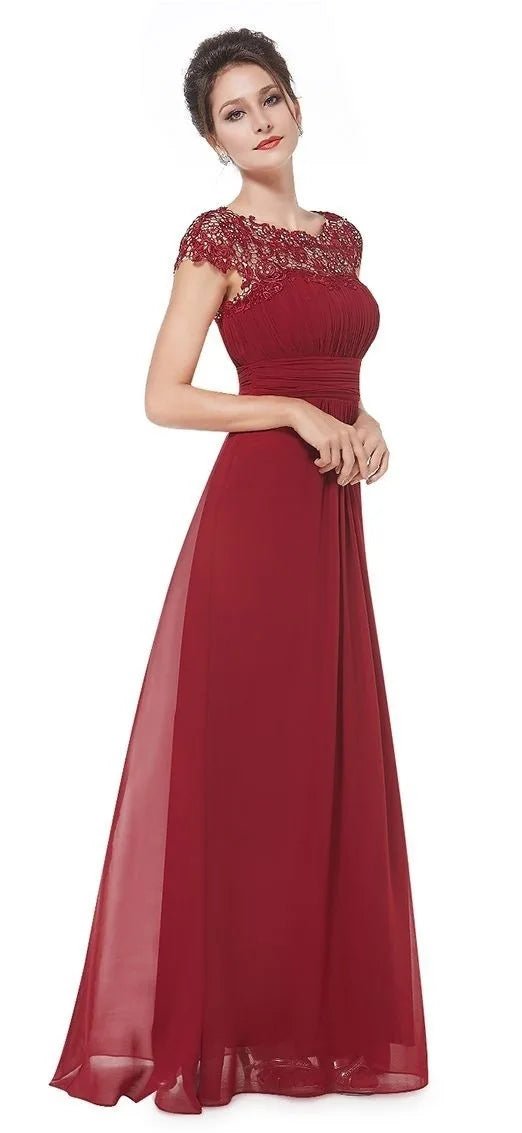 Women's Evening Party Long Elegant Lace Dress Bridesmaid Wedding Mother of Bride Casual Dresses - Zeprah