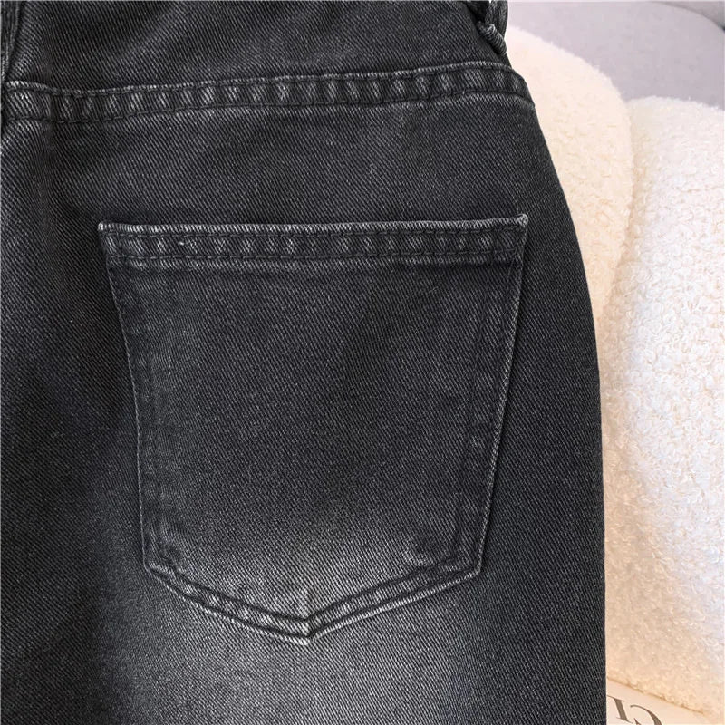 Women's Fall High Waisted Wide Leg Jeans Slimming Draped Loose Straight Denim Pants - Zeprah