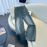 Women's Fall High Waisted Wide Leg Jeans Slimming Draped Loose Straight Denim Pants - Zeprah